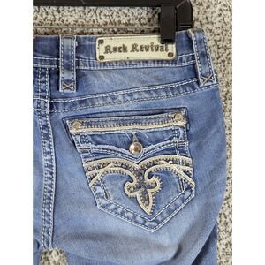 Rock Revival Pilkin Crop Jeans Embellished Pockets Denim Size 27‎ (Fits 30x27.5)